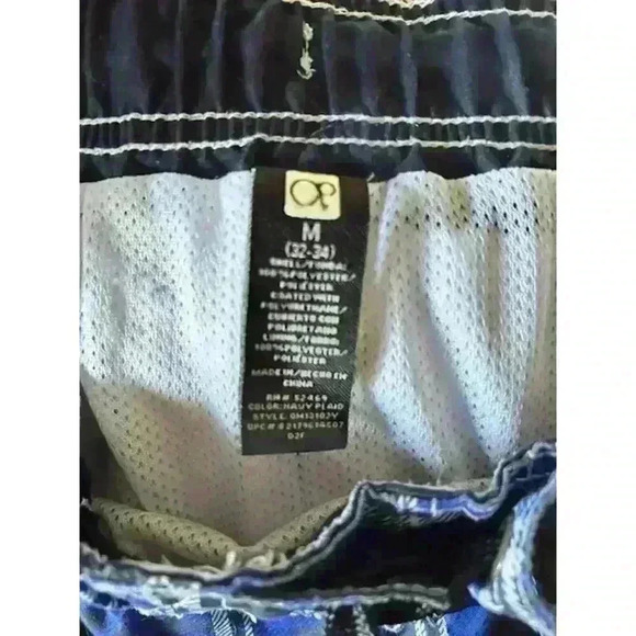 Men's 80's Plaid Drawstring Ocean Pacific Board Shorts Swim Trunks, size Medium - Picture 3 of 5